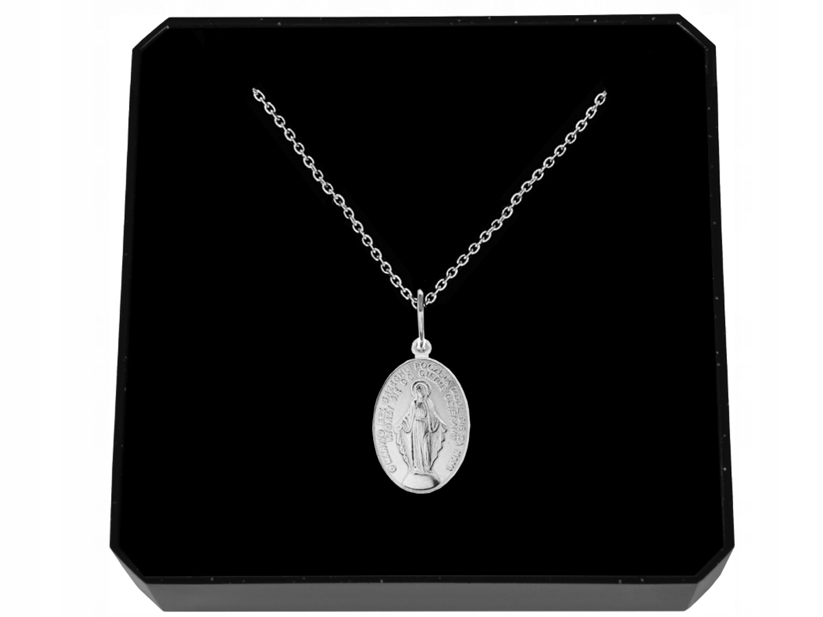 Naszyjnik Srebrny 925 Medalik Matka Boska Niepokalana Łańcuszek Zawieszka