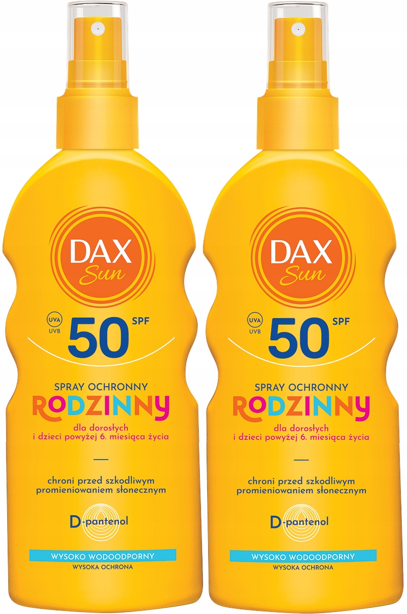 2 kusy Rodinný ochranný sprej SPF50 200 Ml Dax Sun D-panthenol Hydratace