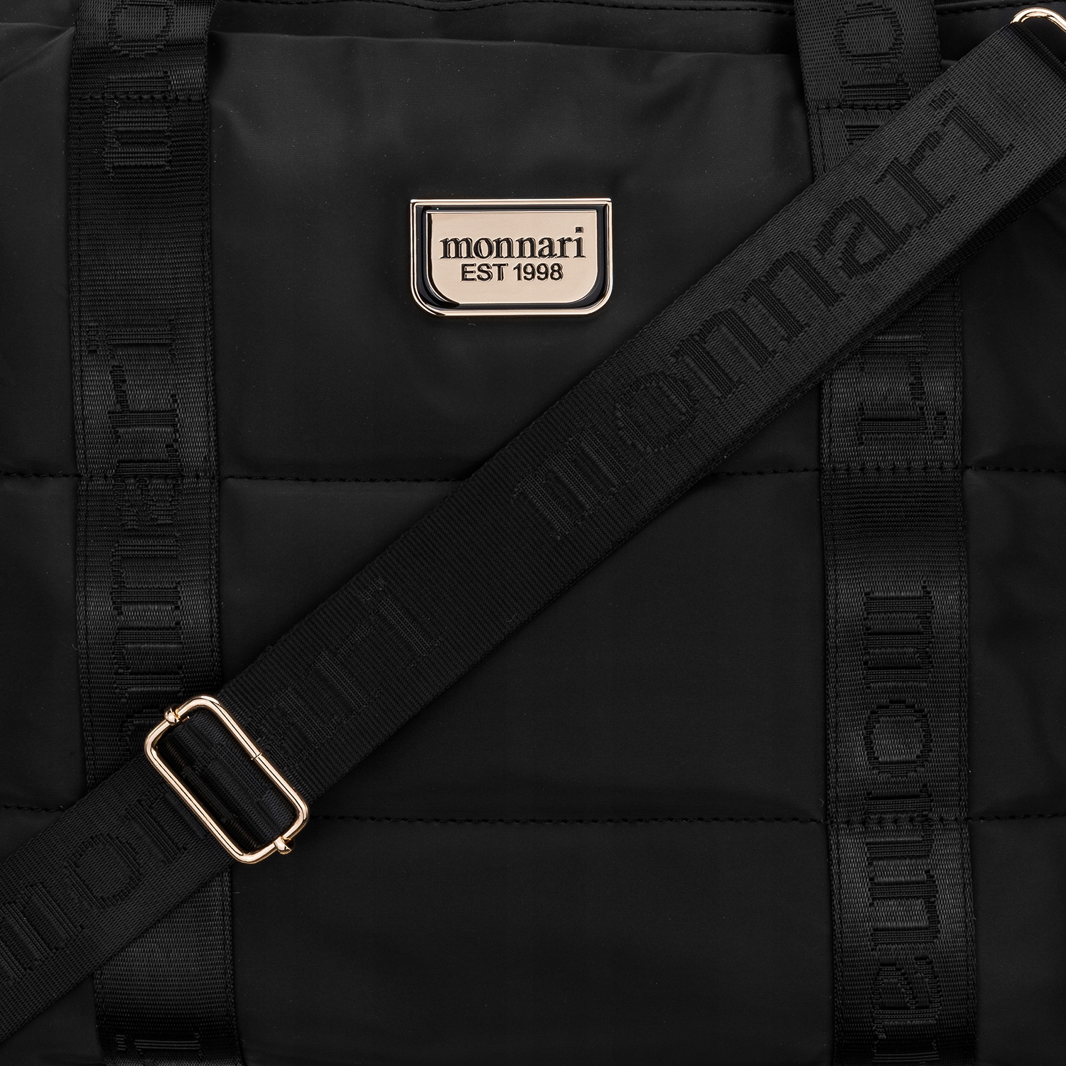 TOREBKA DUŻA WODOODPORNA SHOPPER LISTONOSZKA MONNARI PIKOWANA CZARNA A4 Model BAG6371-020