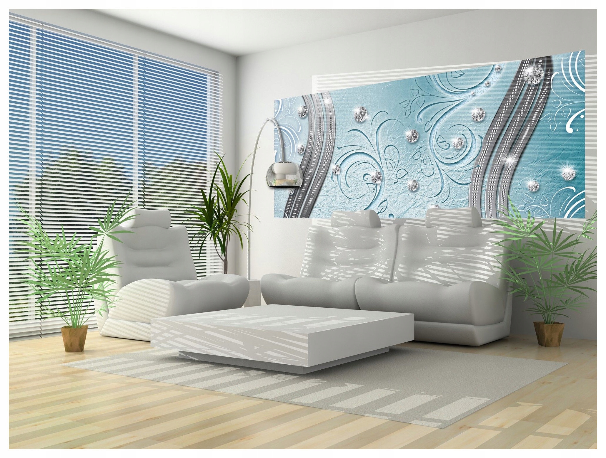 Fototapeta Stříbrné diamanty Abstrakce světle modrá Luxus 250x104 lepidlo