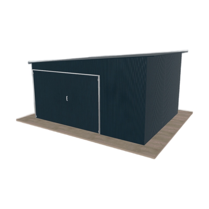 Plechová garáž 4.5 x 3.5 m jednopolohový spád doleva Grafit