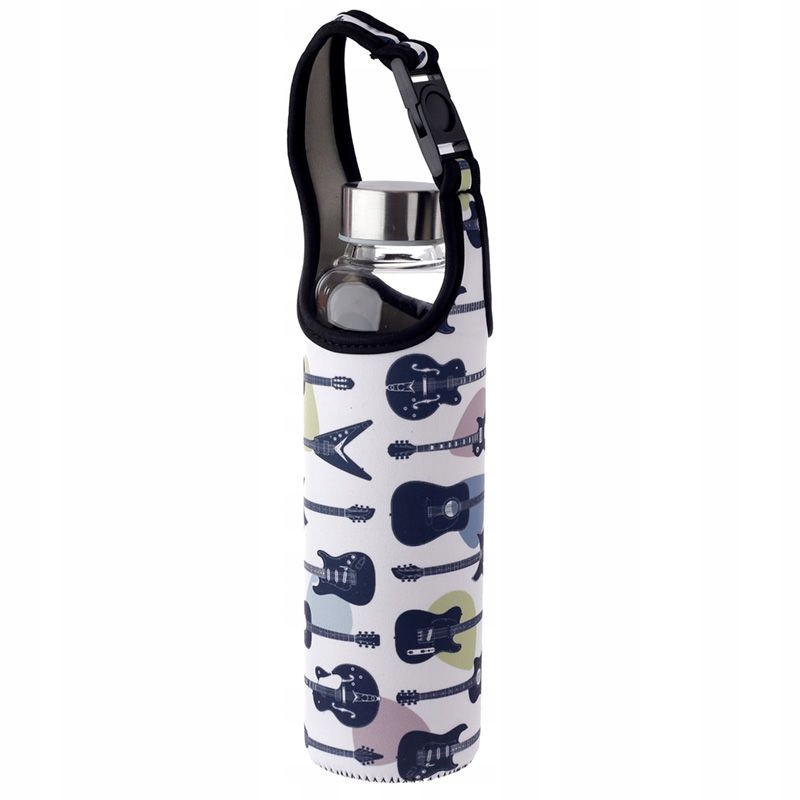 

Szklana wielorazowa butelka Gitary z etui 500ml