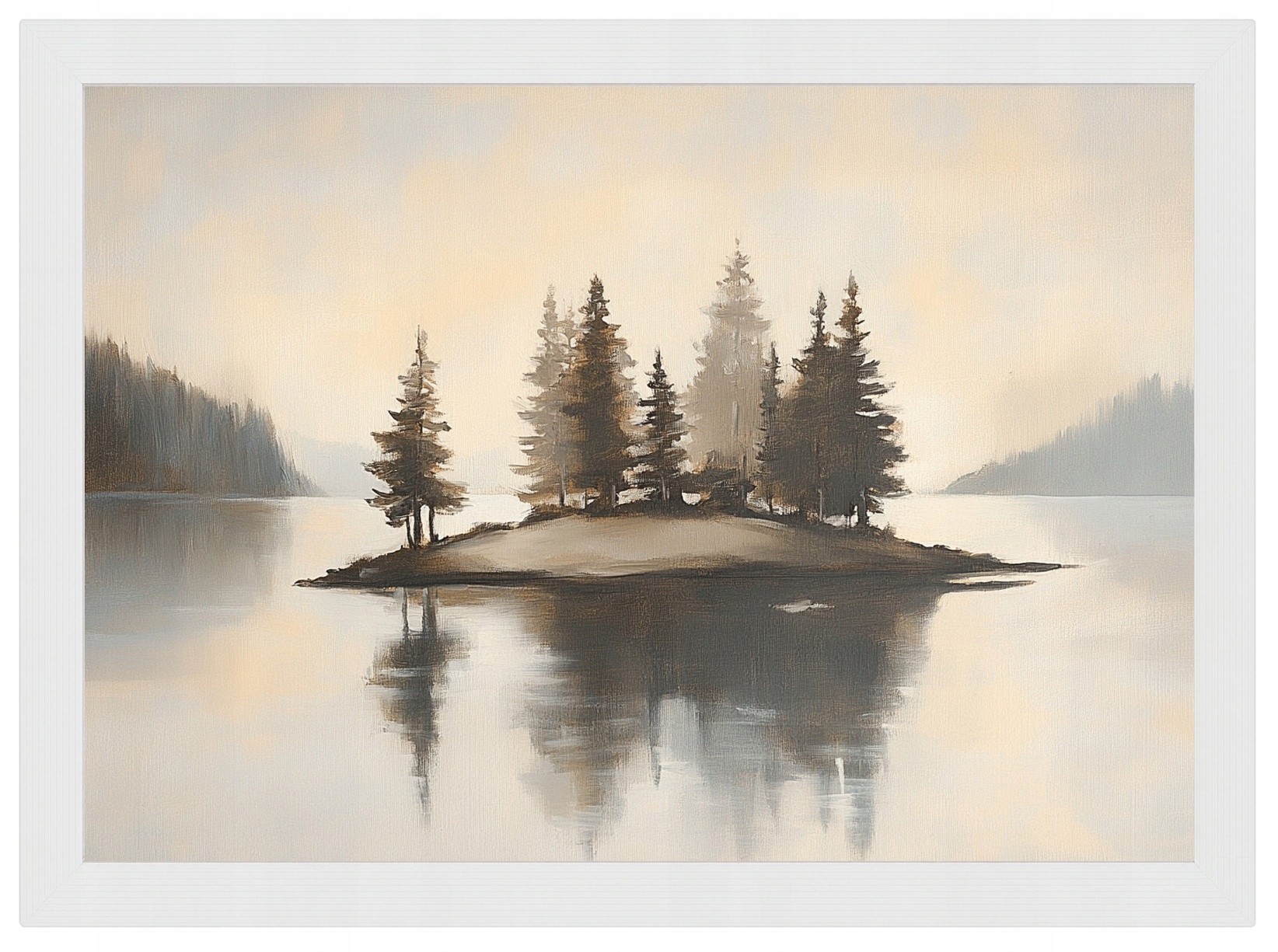 Plakát Rámeček Dřevo Krajina Hory Les Jezero Fiord Ostrov Smrk 100x70