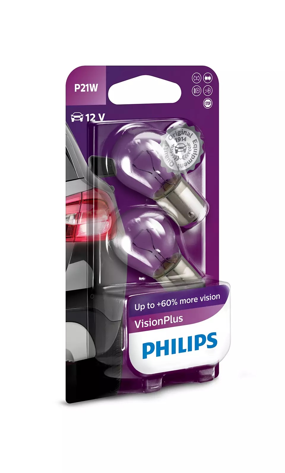 

Philips P21W 21W 12498VPB2 2 szt. Więcej Światła