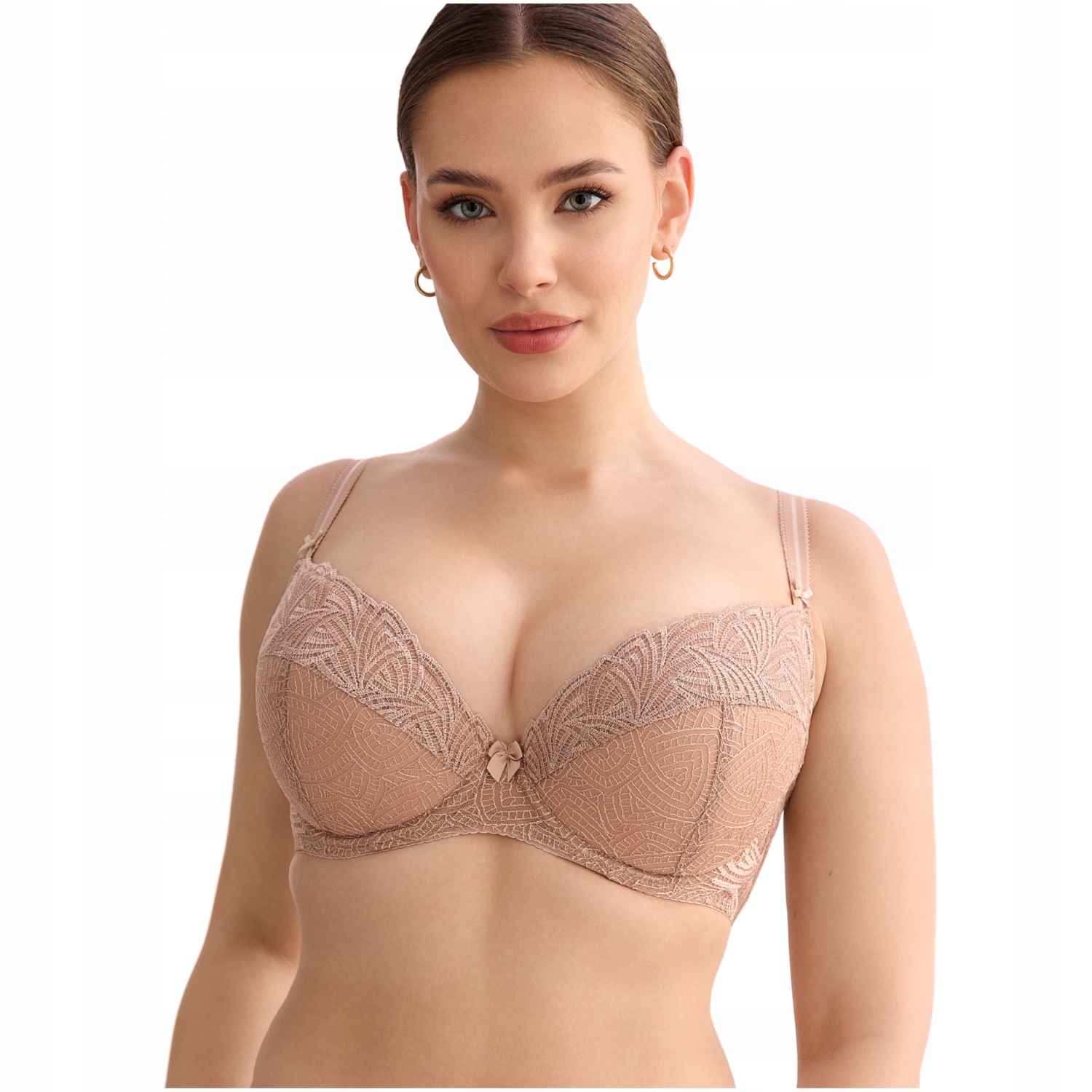 Push-up podprsenka s vložkami, béžová, krajková Ewa Bień Rina B214 70C