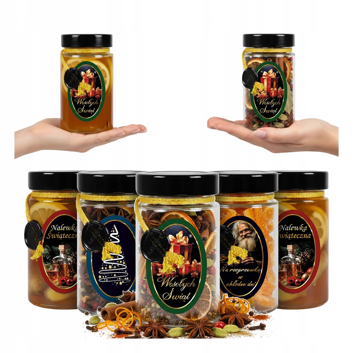 20 x Sklenice Aria 245 ml Ručně Zdobené na Vánoce Dárek Sirup med