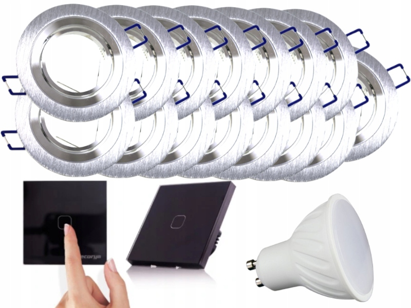 Sada objímky Aluminium Led 15x Vypínač Žárovky