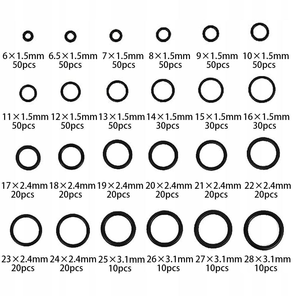 ORINGI USZCZELKI RÓŻNE WIELKOŚCI ZESTAW 740 SZT + KASETKA ORGANIZER EAN (GTIN) 6942422612222