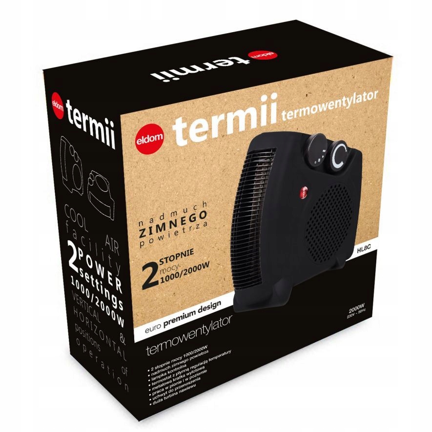 ELDOM TERMOWENTYLATOR CZARNY HL8C Kod producenta HL8C