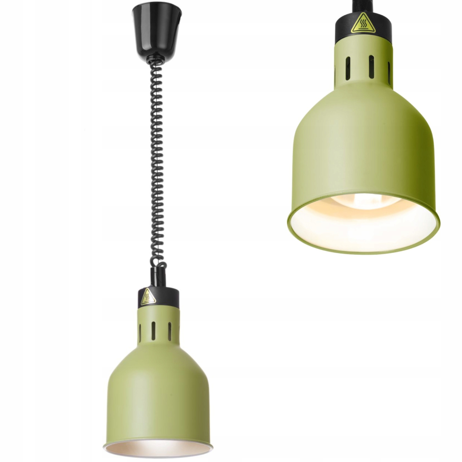 Lampa Na Ohřívání Pokrmů Závěsná Válcová Průměr 175 MM 250 W Zelená