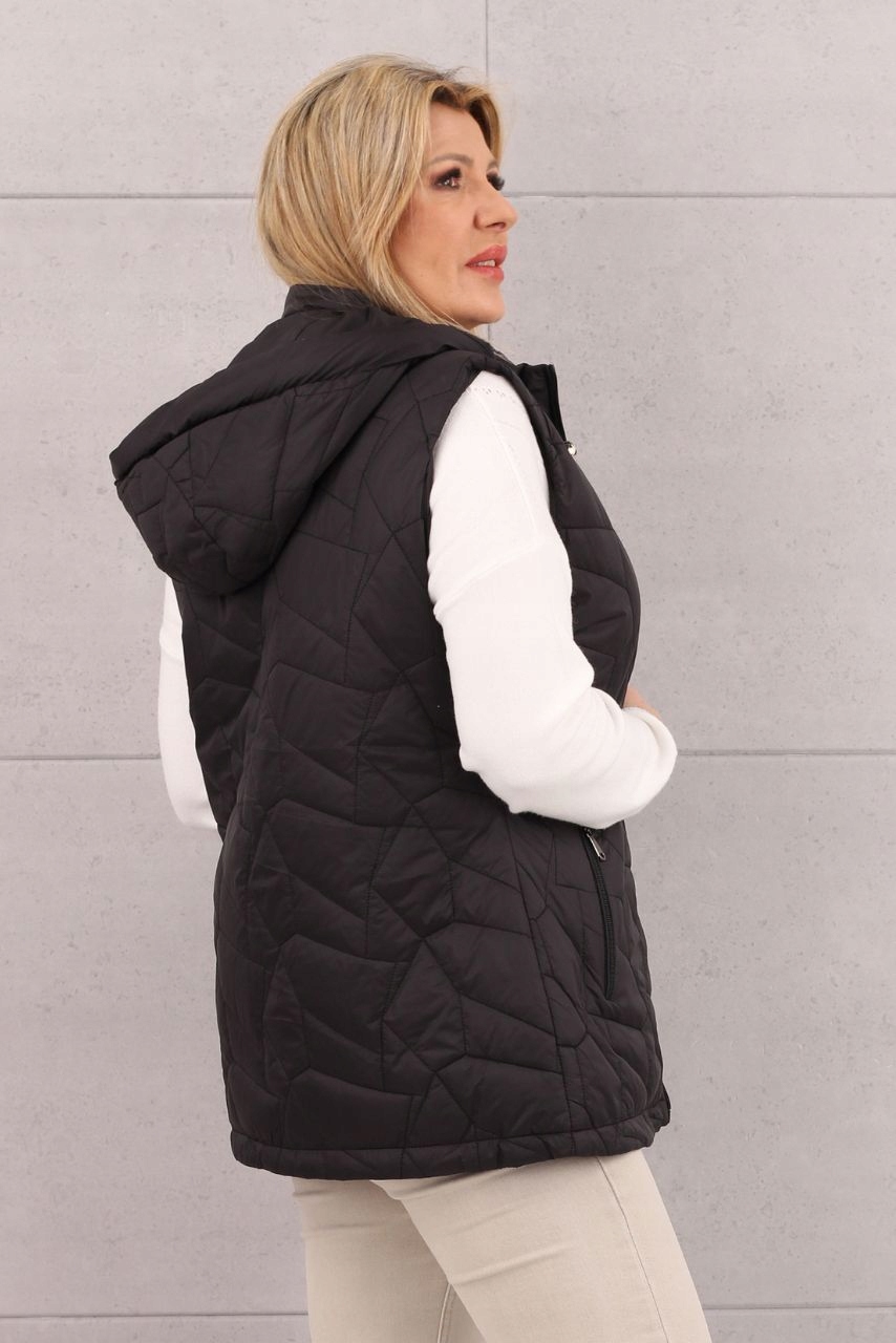 KAMIZELKA PIKOWANA DŁUGA Z KAPTUREM DAMSKA MODNY BEZREKAWNIK ROZMIARY Płeć kobieta