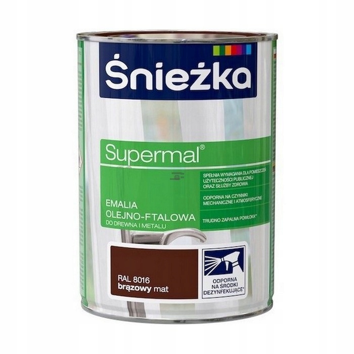 Śnieżka Olejna Brąz-owy Mat RAL8016 brązowa 5L Supermal farba