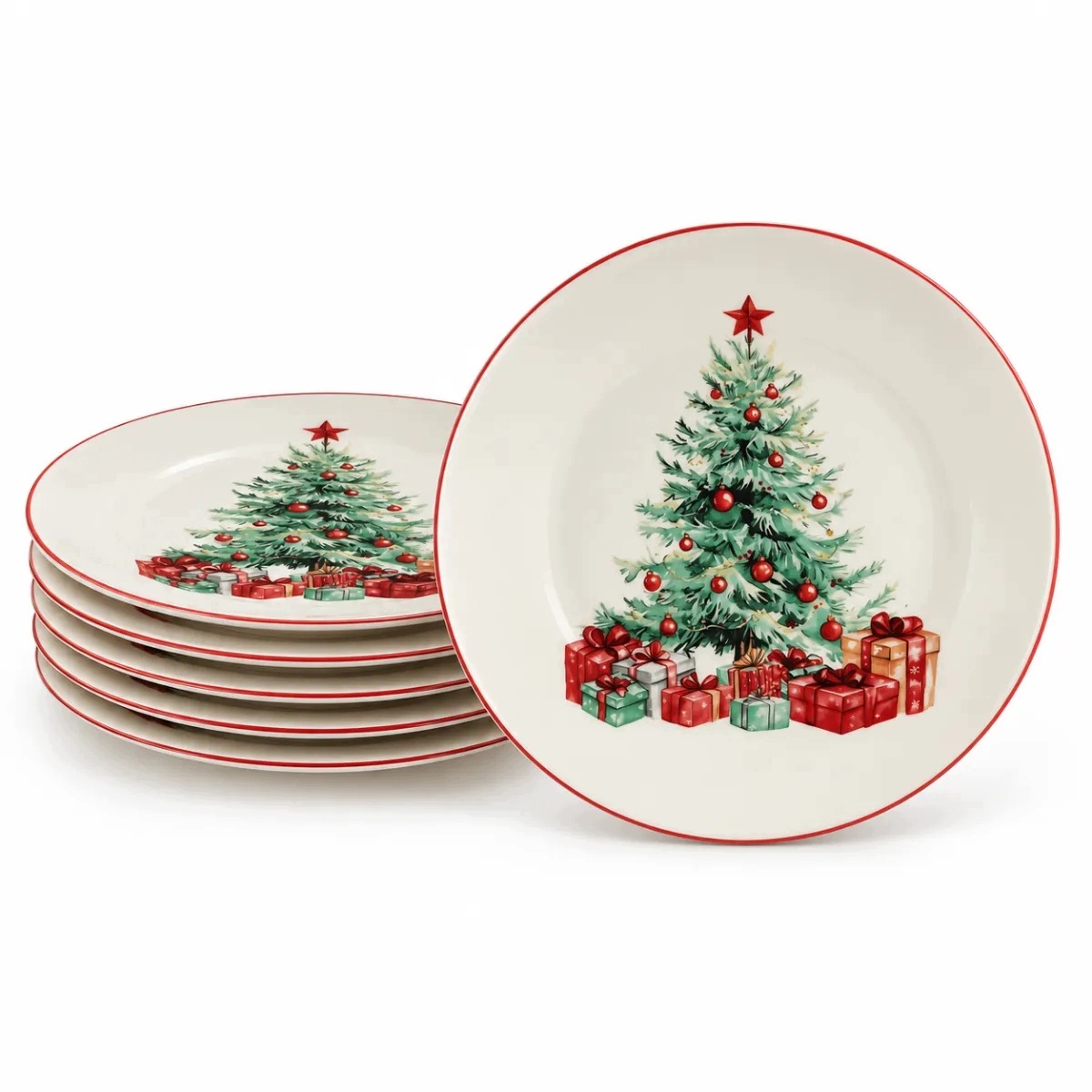 Jídelní talíř 6 ks na vánoční stůl Altom Design Holly Dreams 26,5 cm