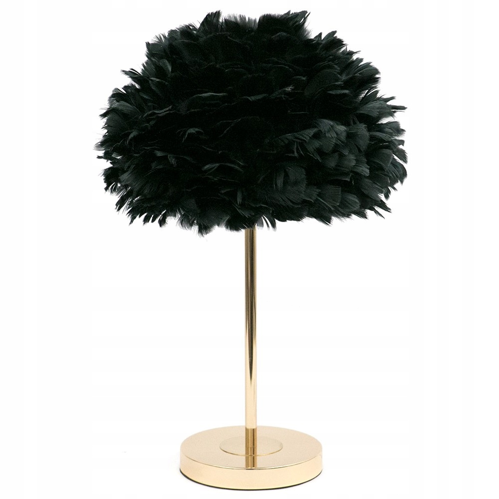 Stolová Lampa Perie 60 cm Zlatá Čierna Kovová Klobúk Z Pera Glamour