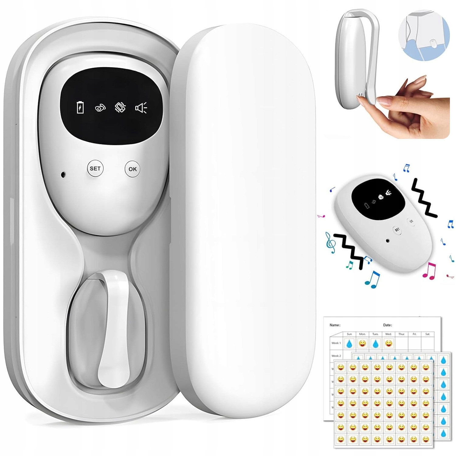 Bezdrátový, Odnímatelný Alarm Nočního Namáčení U Kojenců, 3 Režimy, Bílý