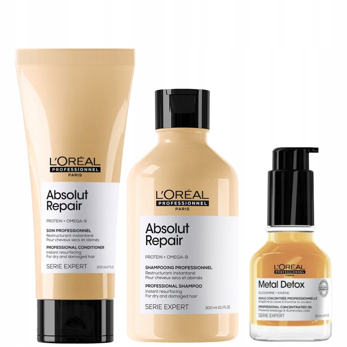 L'Oréal Absolut Repair sada pro poškozené vlasy šampon kondicionér olej