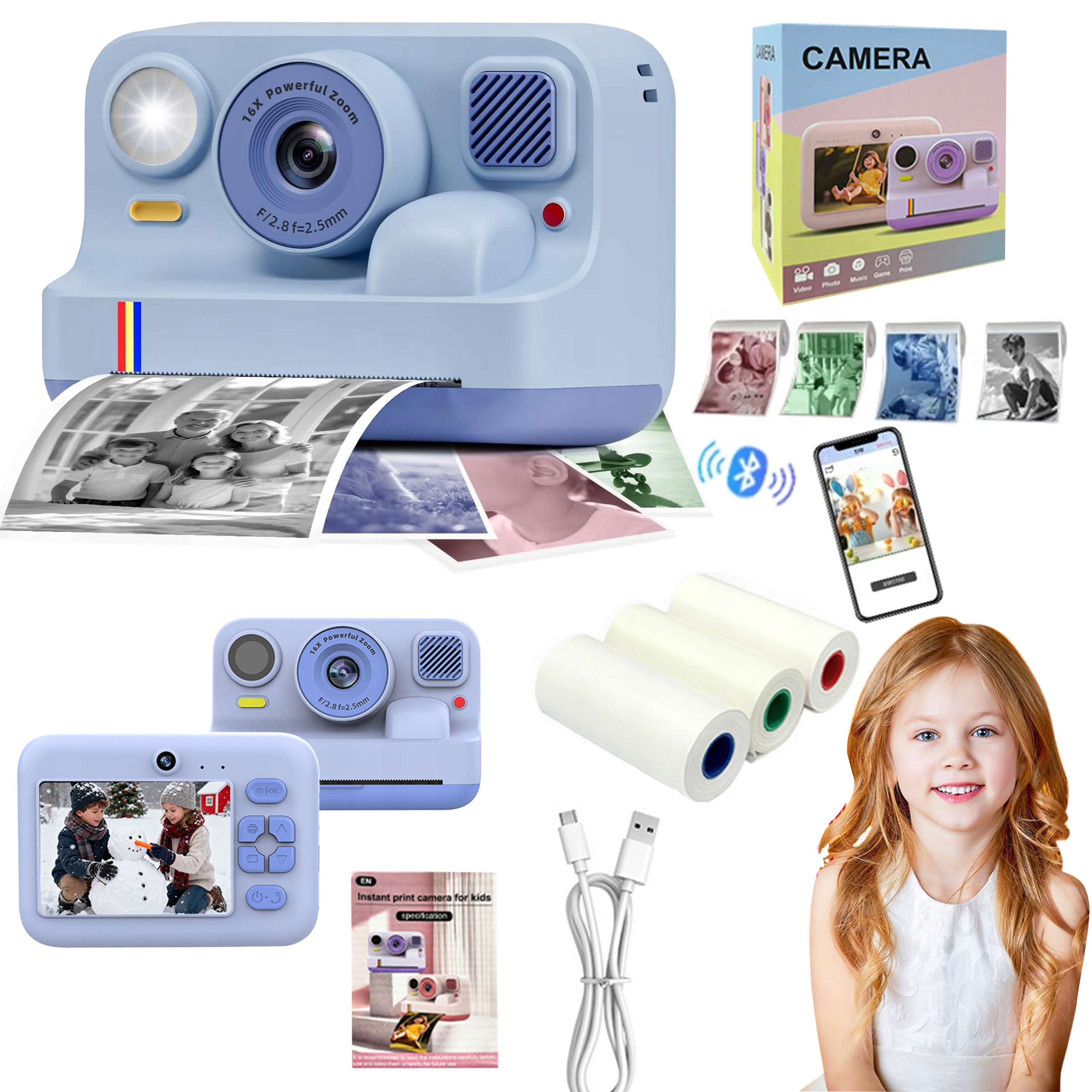 Fotoaparát pro děti digitální Okamžitý s tiskárnou Náplně