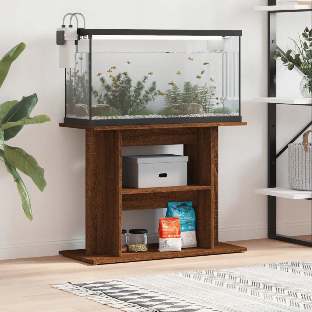 Fionshop 262659261 Stojan na akvárium hnědý dub 80 x 35 x 60 cm kompozitn