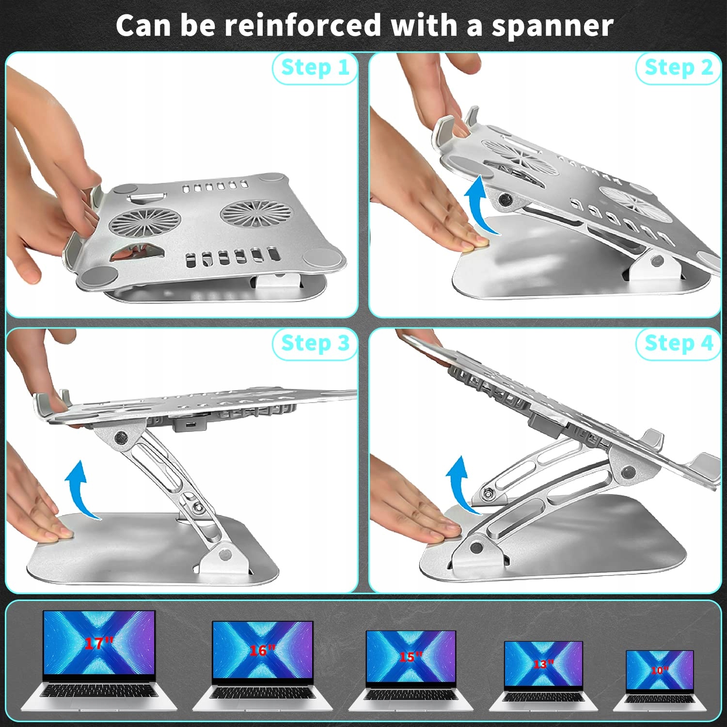 LPUNCD ERGONOMICZNY STOJAK NA LAPTOPA Z RGB WENTYLATOREM LAPTOPY 10-17 CALI — miniatura 7