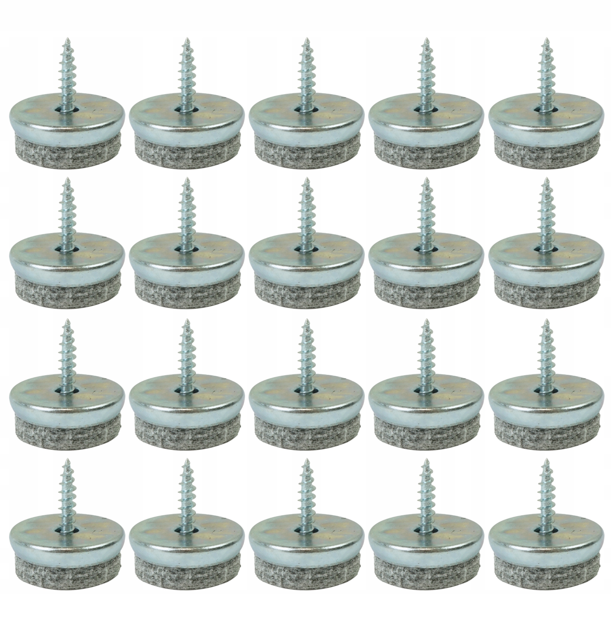 Kovový kluzák Ø 24 mm s plstí a šroubem, pro nábytek, zabezpečení