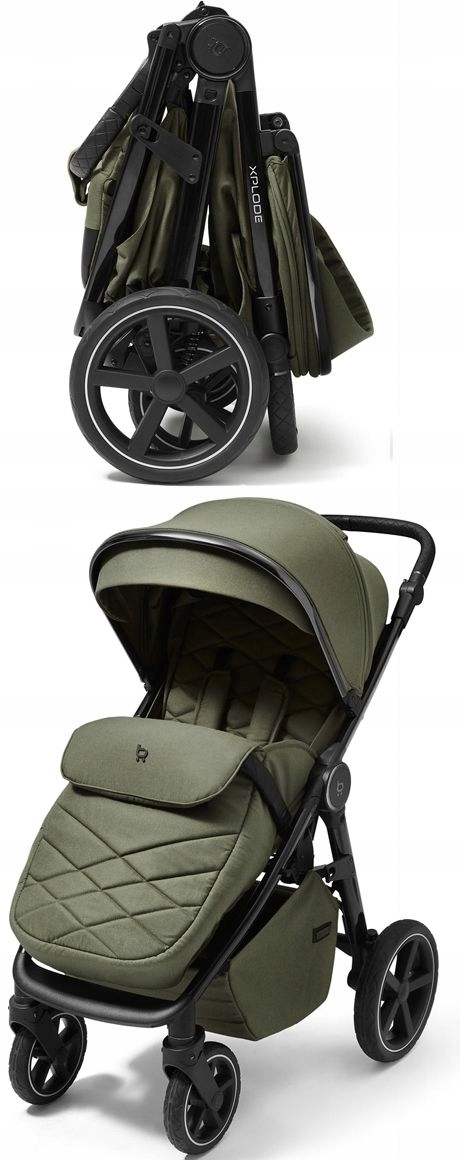 FUTURE DESIGN WÓZEK SPACEROWY XPLODE CHROME MISTY OLIVE Składanie na płasko