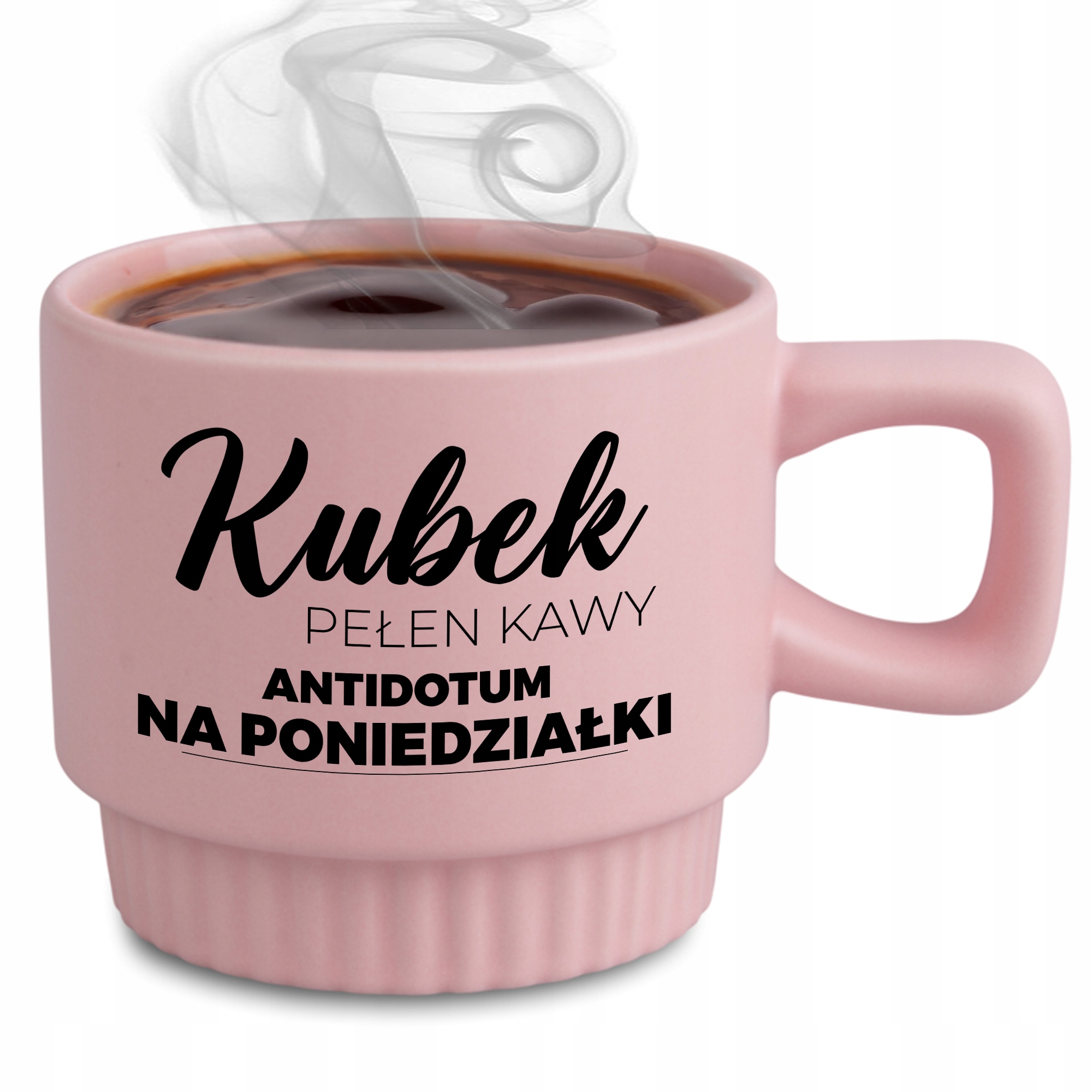 Ryflovaný hrnček Ružový Antidotum Na Pondelok Darček do kancelárie práce