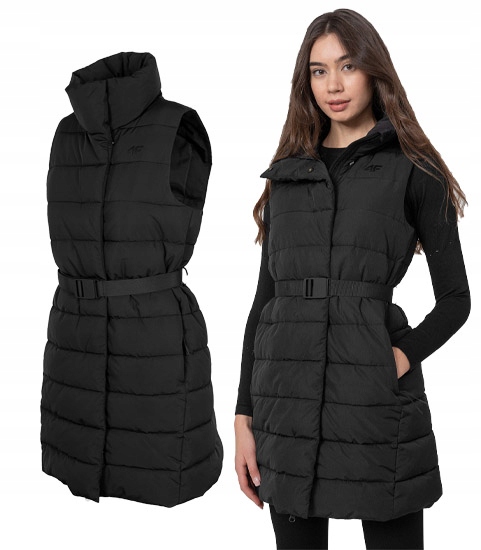 Dámská dlouhá péřová vesta 4F vesta 4F KUDP013 černá S
