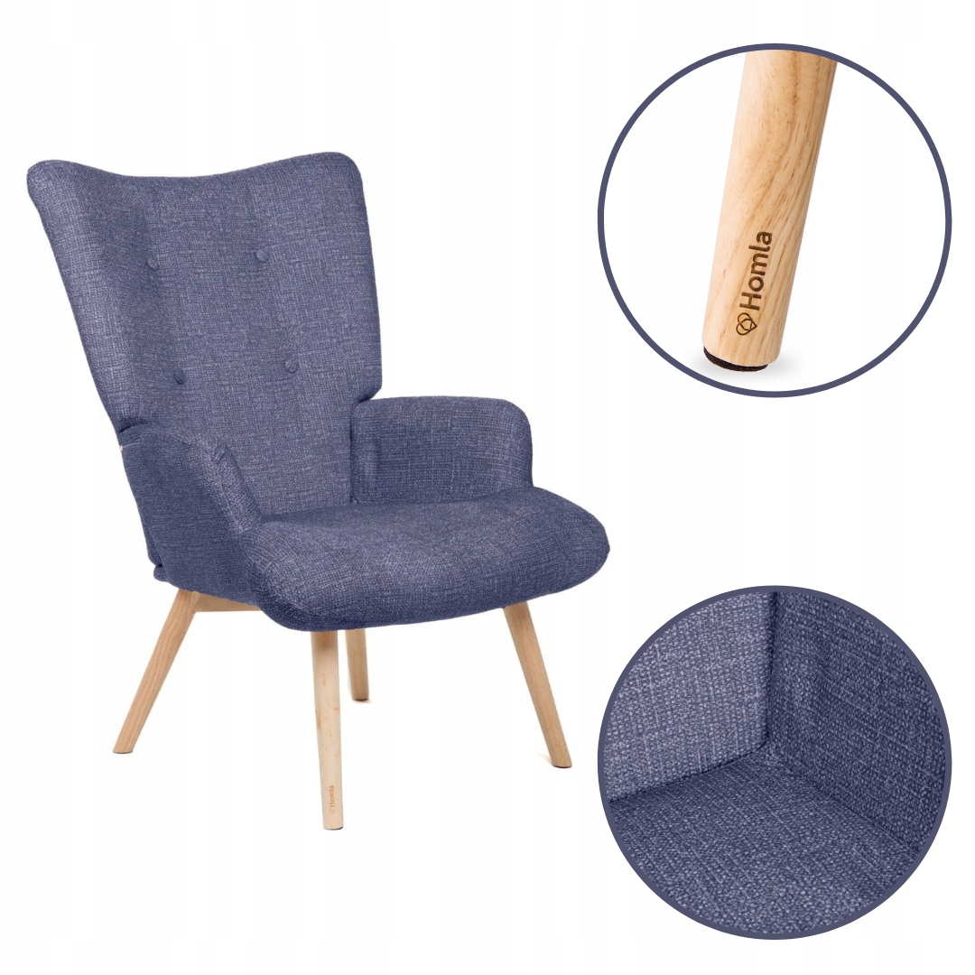 Kreslo do obývačky Moss Pop tmavomodré Pohodlné Na Odpočinok Homla