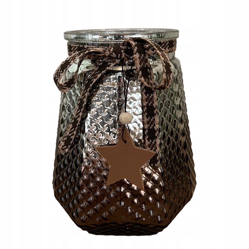 OSŁONKA SZKLANA BRĄZOWA DEKORACJA ŚWIATECZNA 18 CM