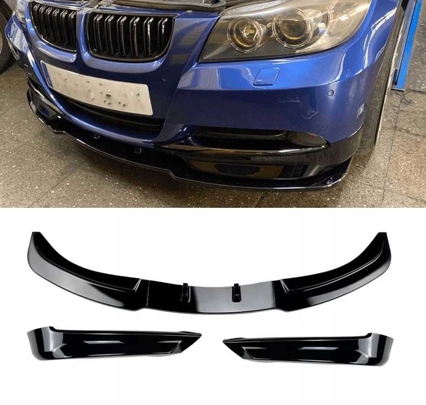 Bmw E90 E91 2005-2008 Černý Lesk Kryt předního nárazníku Splitter