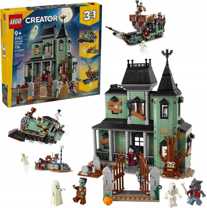Lego Creator 3 W 1 Nawiedzona Rezydencja Duzy Straszny Dom Pociag Statek