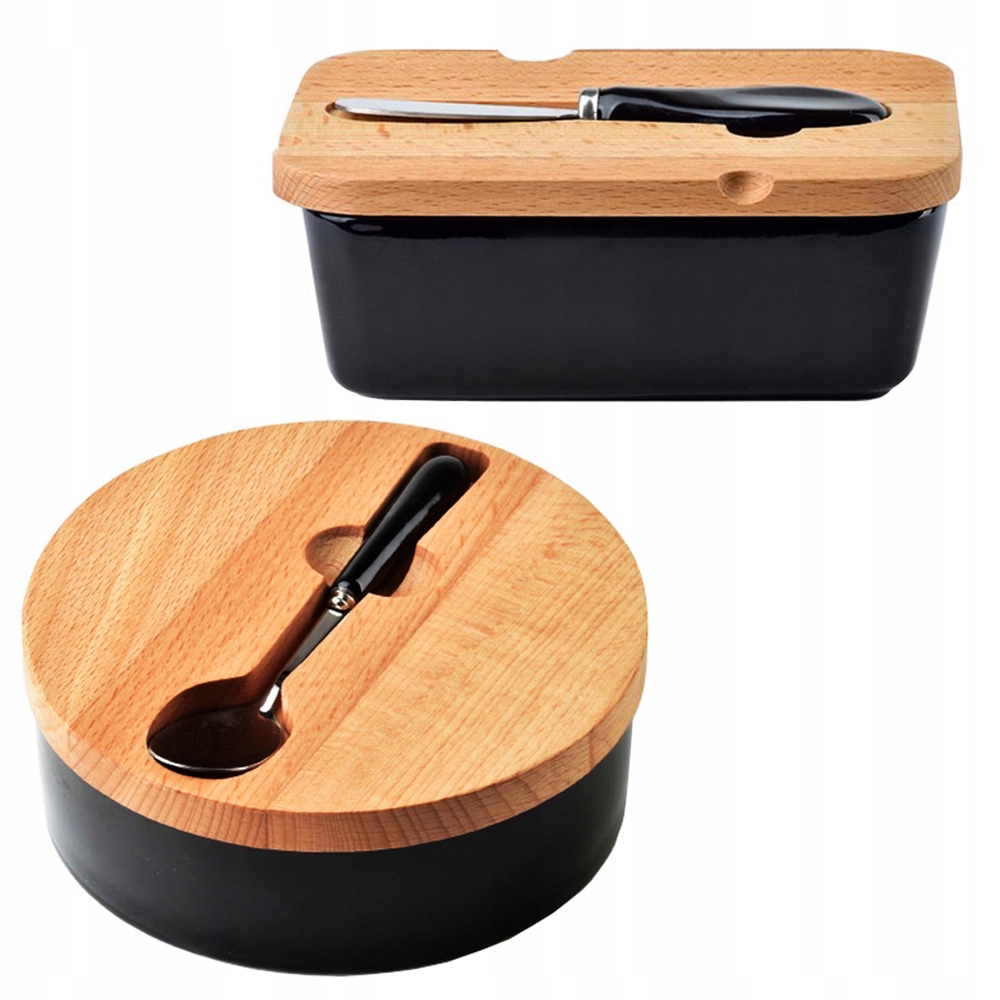 

Zestaw Maselnica I Cukiernica Porcelanowa Czarna