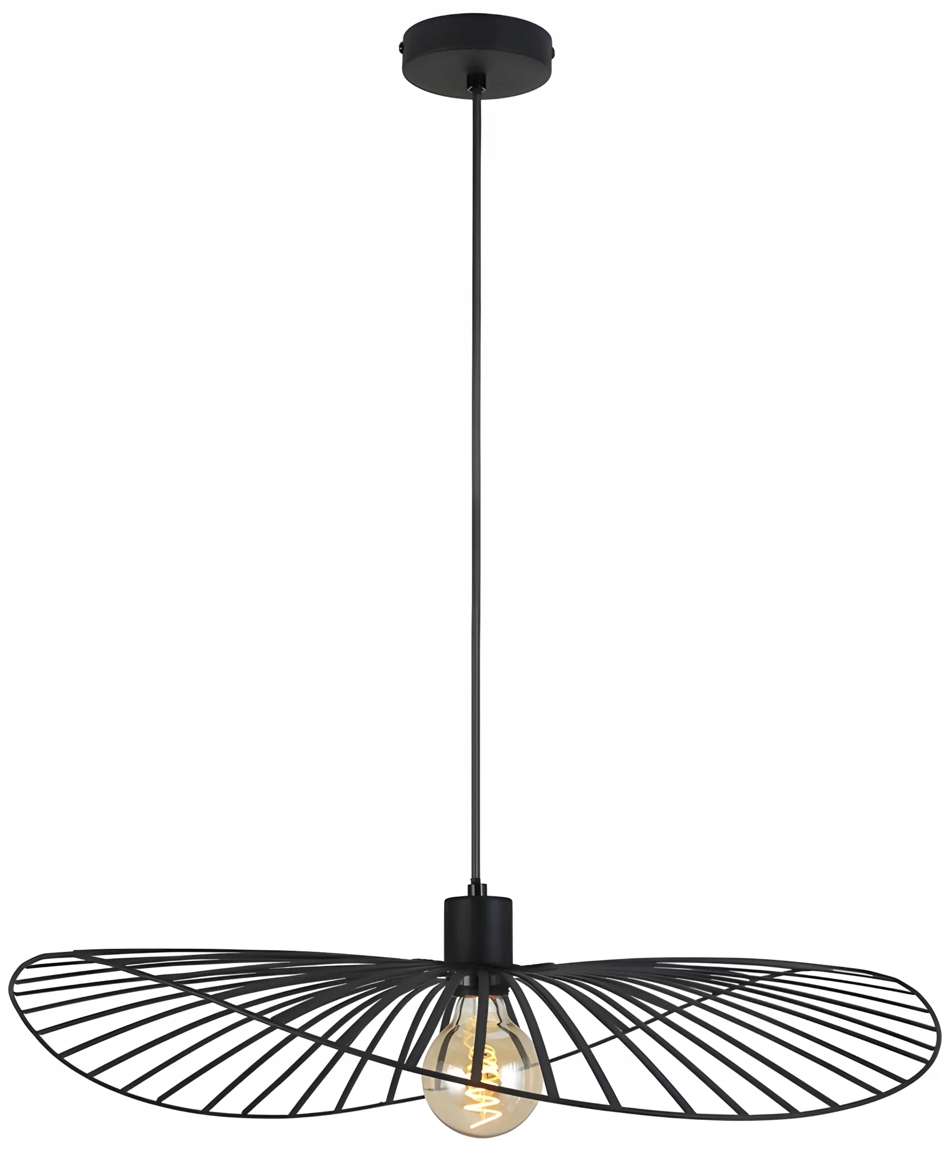 Lampa Wisząca Trawa Bambusowa Boho Loft Kapelusz Czarna 60cm Duża APP1841