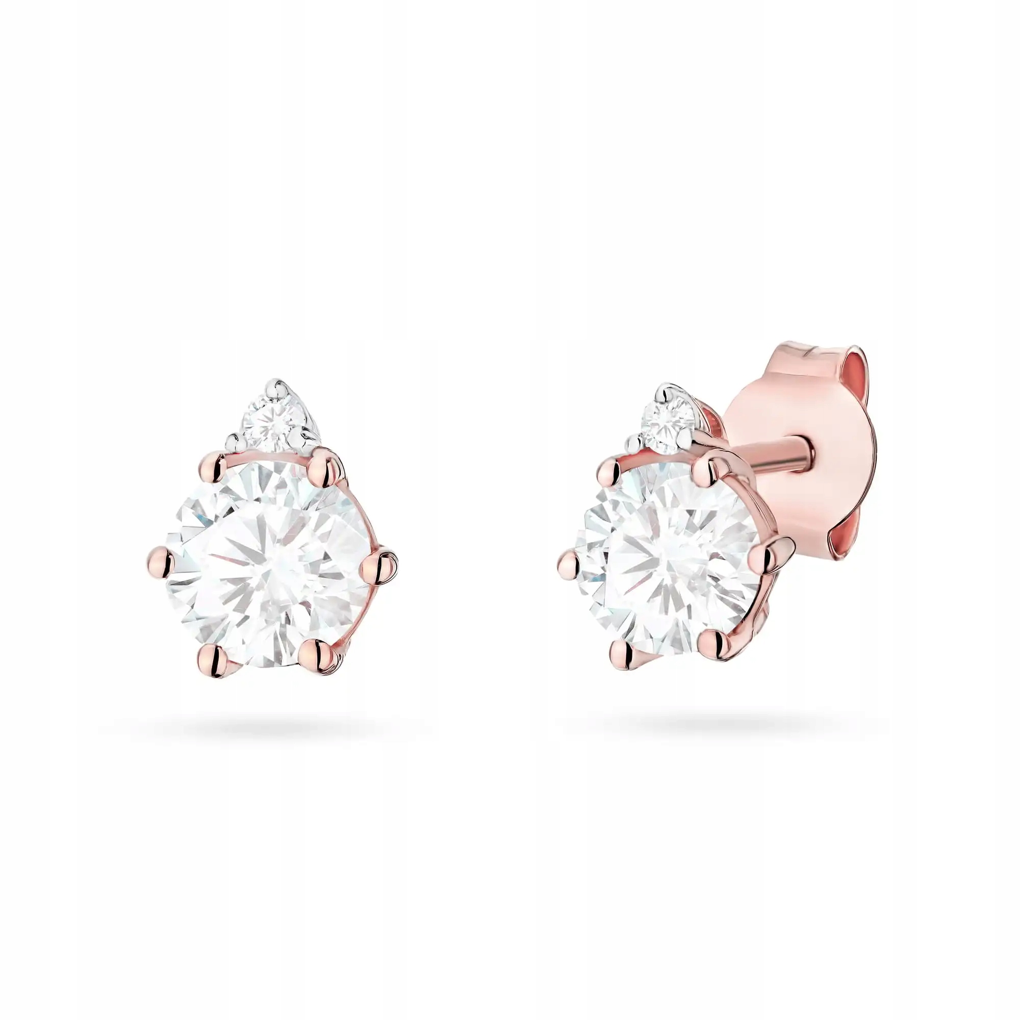 Náušnice zlaté 585 s laboratorním diamantem růžové zlato efektní, módní