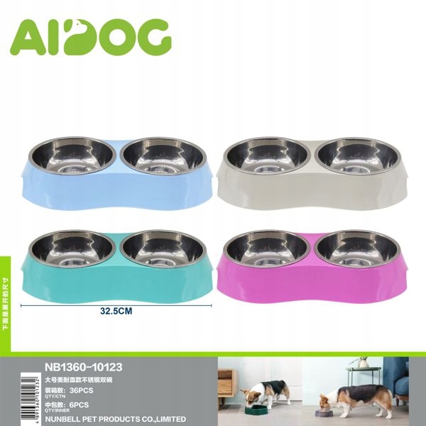 Levně Dvojitá miska z nerezové oceli pro zvířata – velká