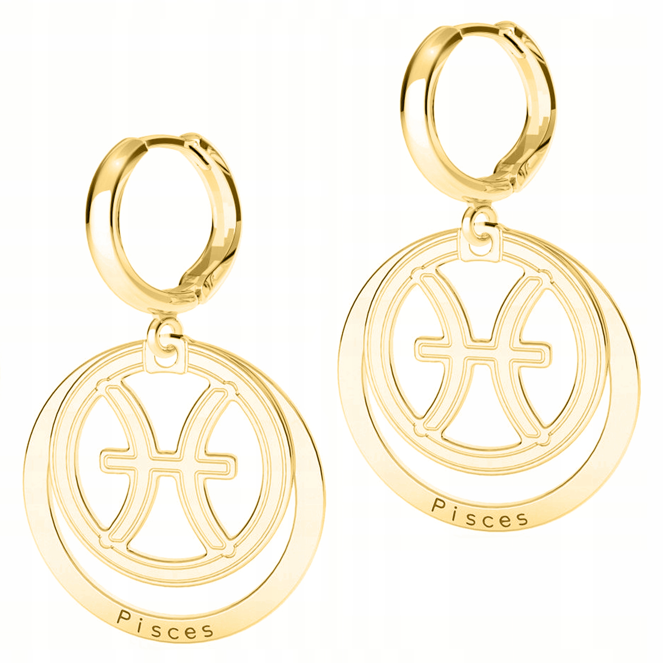 Zlaté Náušnice se znamením zvěrokruhu Ryba Pisces Zodiac Ryby Stříbro 925