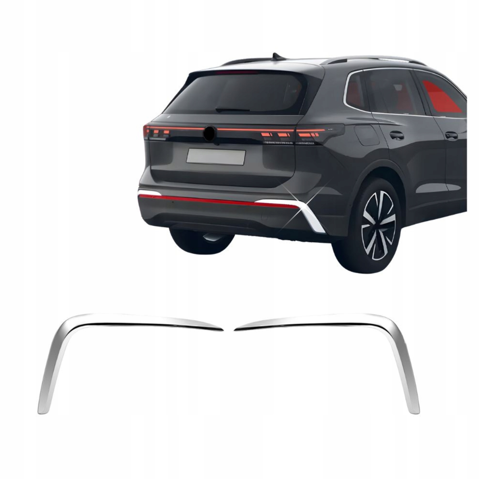 Ozdobná krytka zadného nárazníka difuzéra Vw Tiguan od roku 2024, chróm, lesk