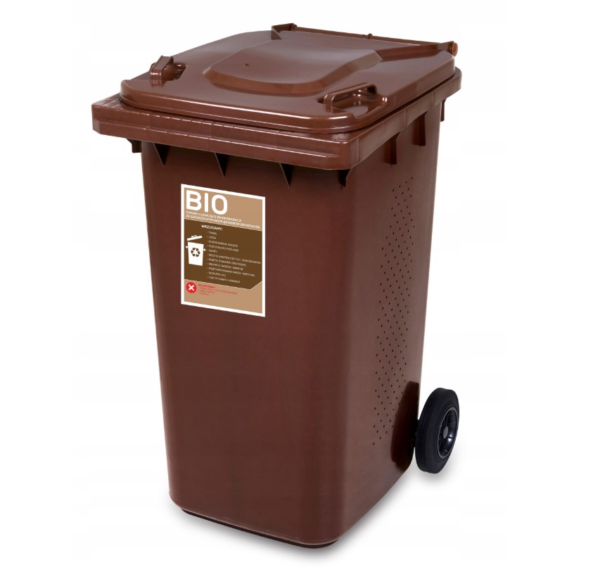 Pojemnik Kosz 240L Brąz Bio Odpady Ruszt Wentylow