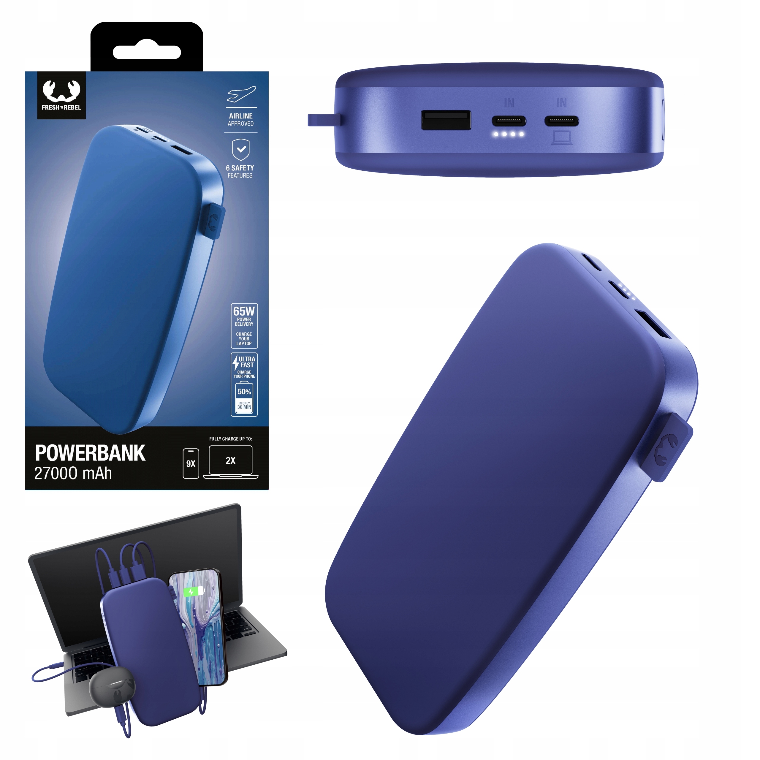 Fresh 'n Rebel 27000 mAh USB-C 65W Niebieski