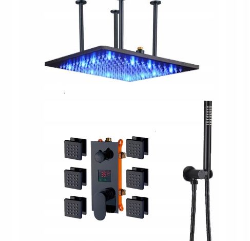 Podomietková Súprava Hydromasážna Dažďová Súprava 50 cm Led