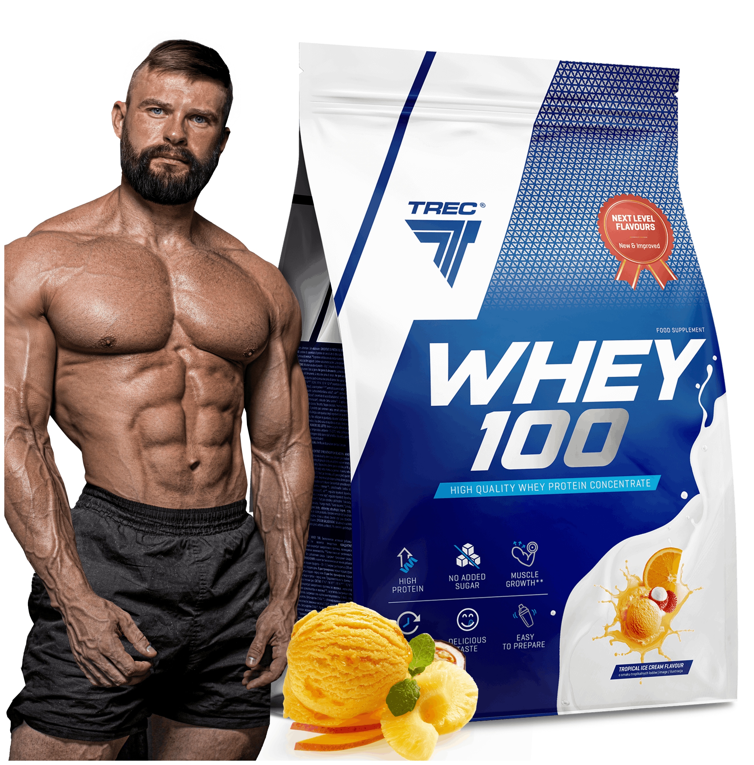 Lahodné Bílkoviny Wpc Proteiny Trec Whey 100 2275 g hmotnost socha proteinů
