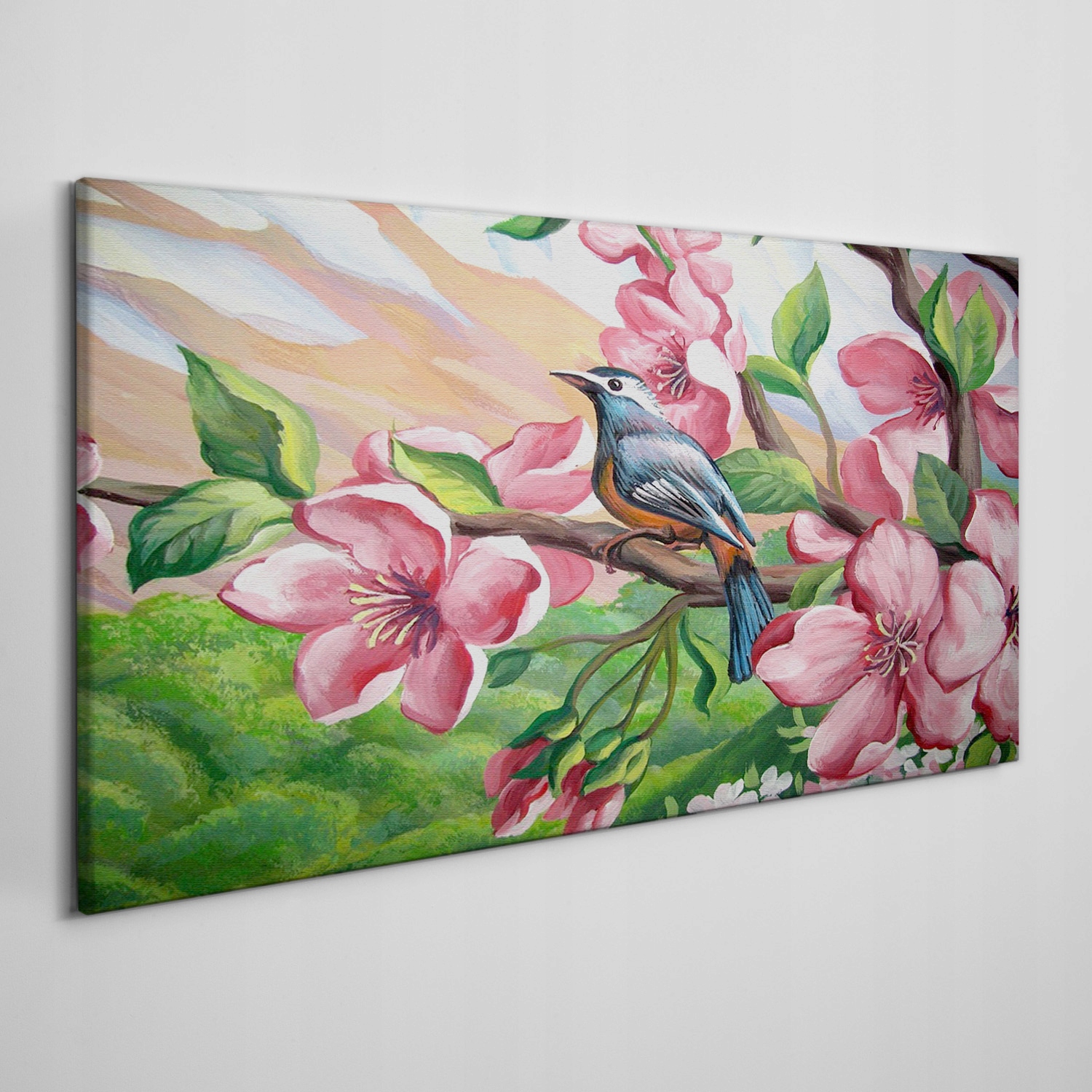 

Obraz na płótnie na ramie Kwiaty ptak 140x70 cm