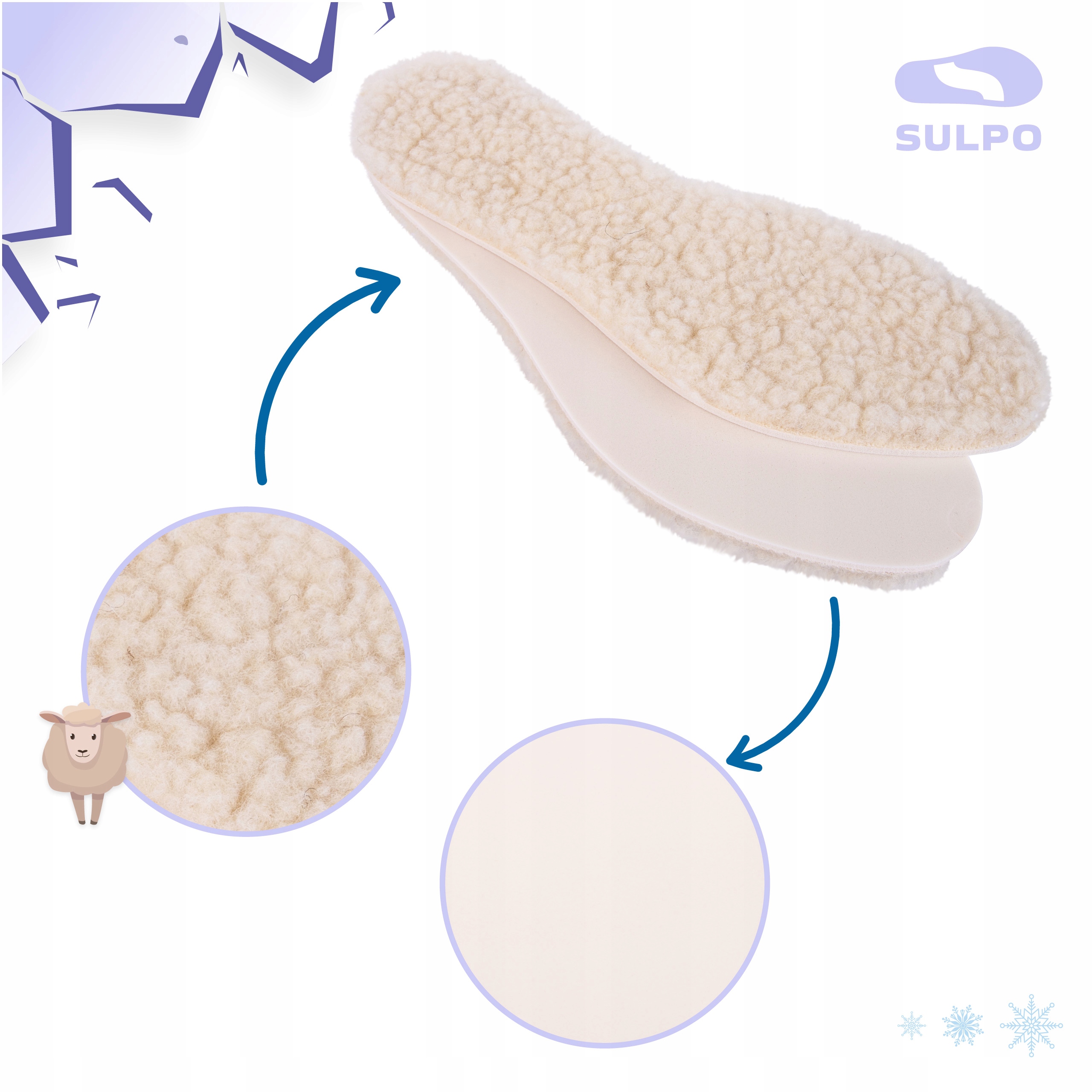 Wkładki do butów dla dzieci z naturalnej wełny ciepłe pianka rozmiar 33 Marka Sulpo