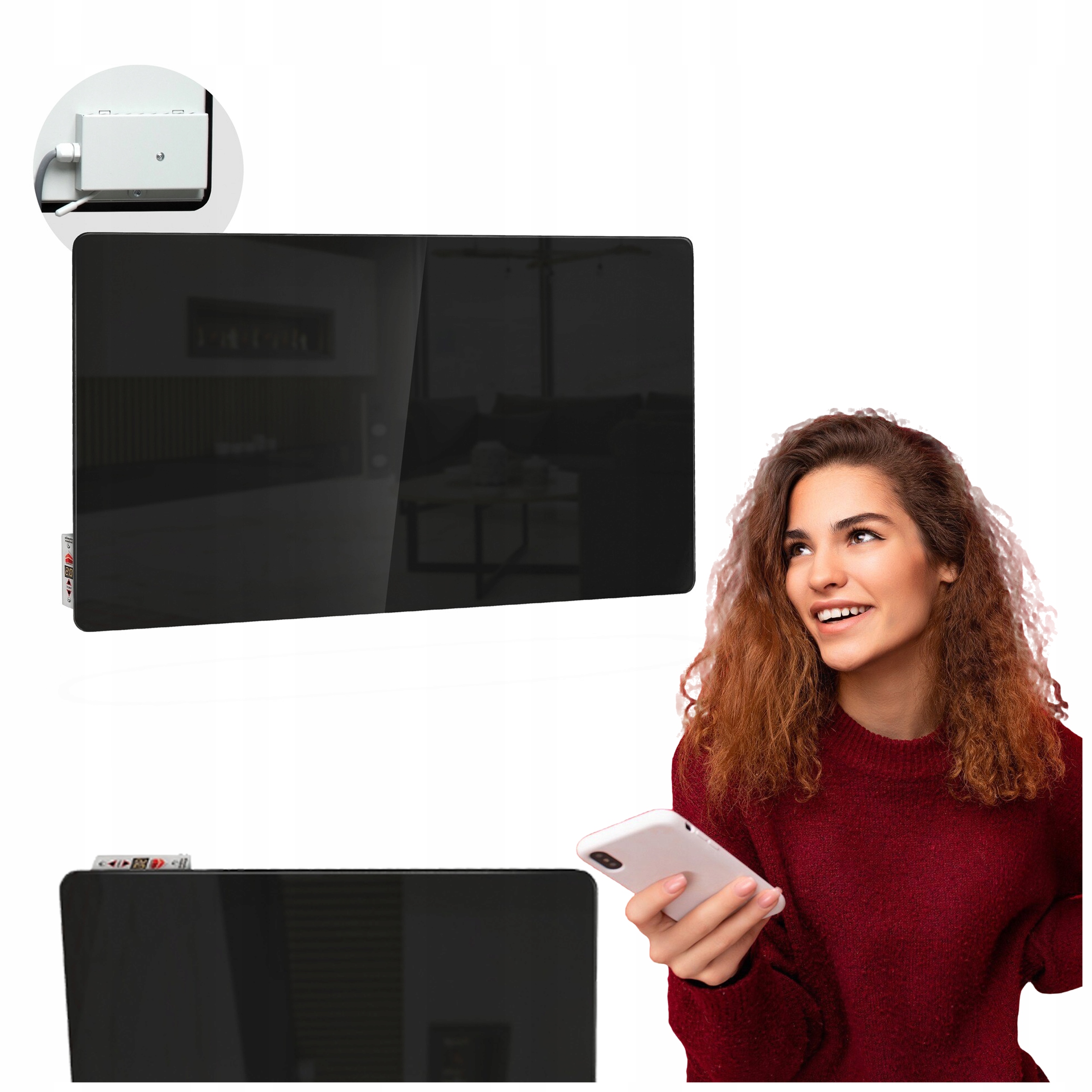 Čierny Sklenený Vykurovací Panel 450 W TF-SWG450/01