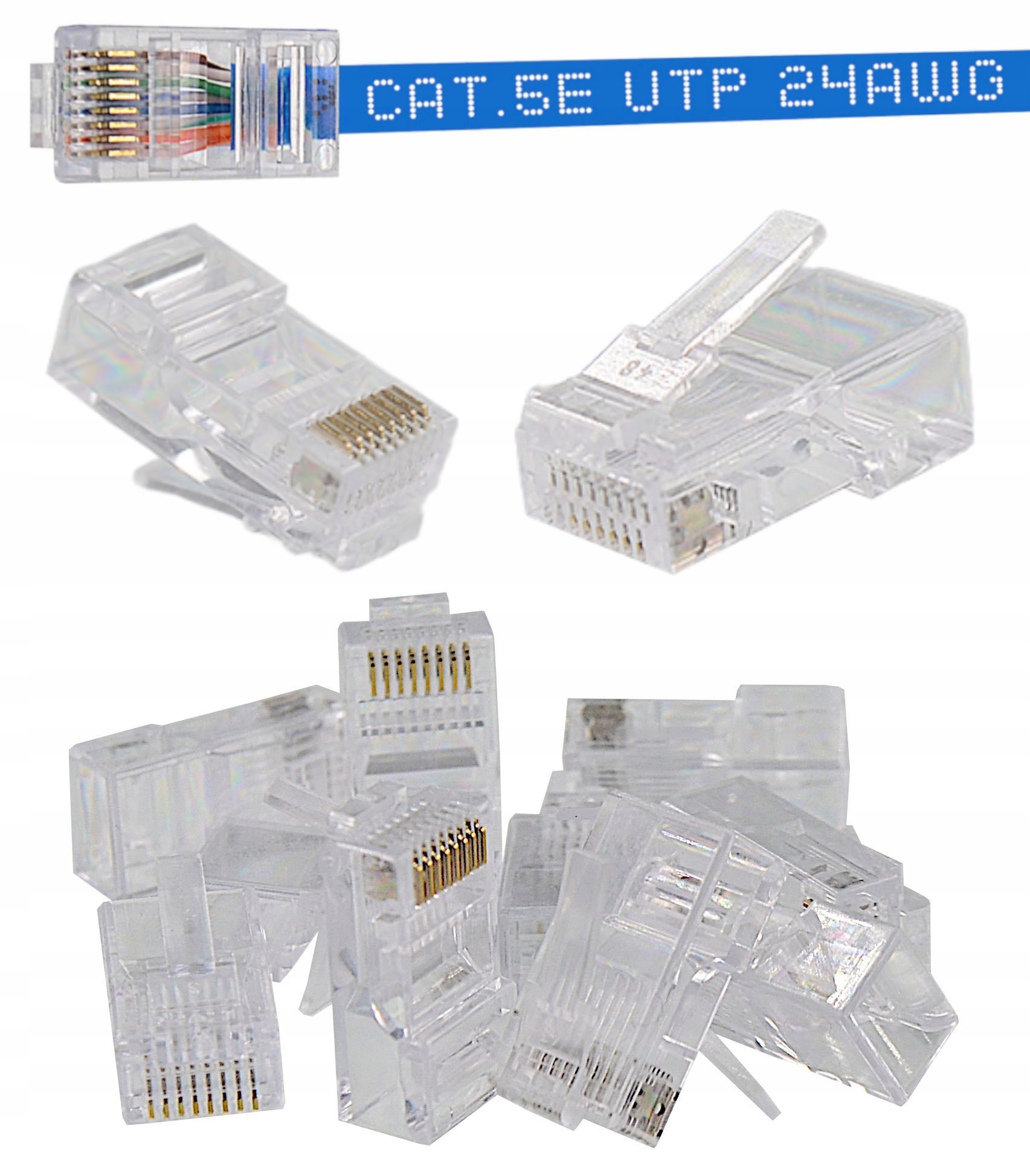 Wtyk RJ45 8P8C Wtyczki Internetowe Pozłacane KAT.5E Utp 10SZT.