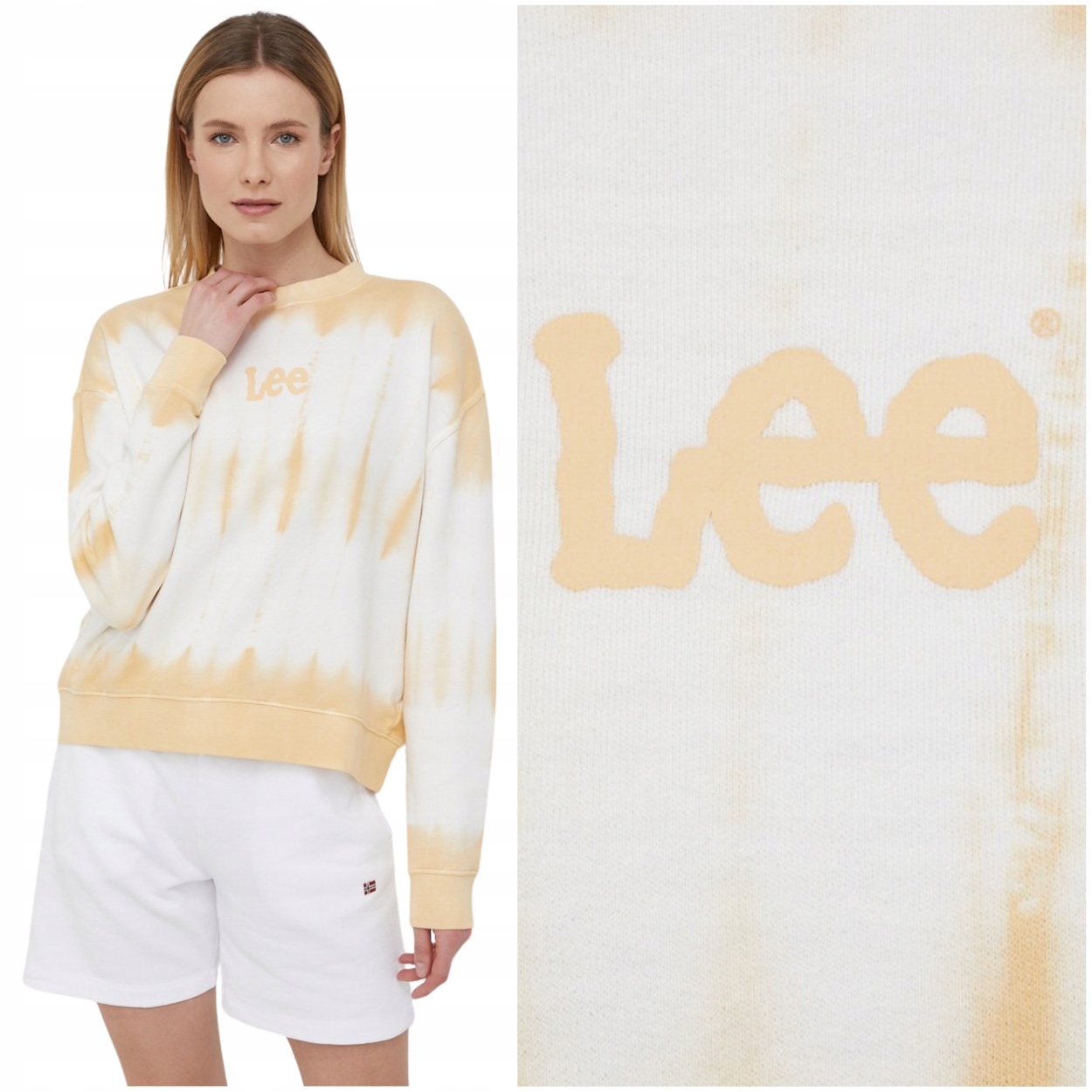 Lee Tie Dye Sweatshirt Golden Beam Volná bavlněná dámská mikina s logem S