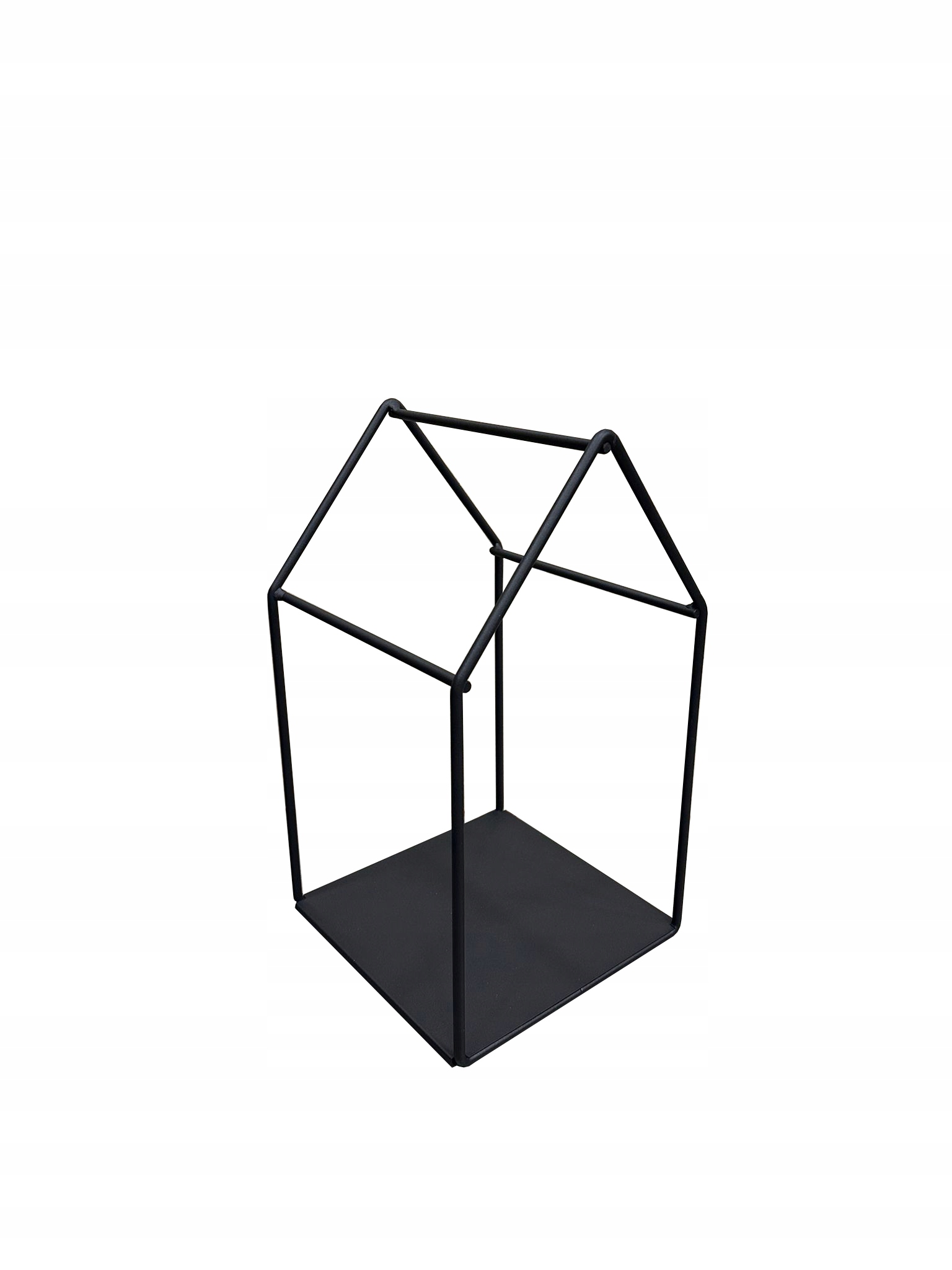 Kovová police ve tvaru domku, kovová dekorace, loft, černá, ozdobná, 45 cm