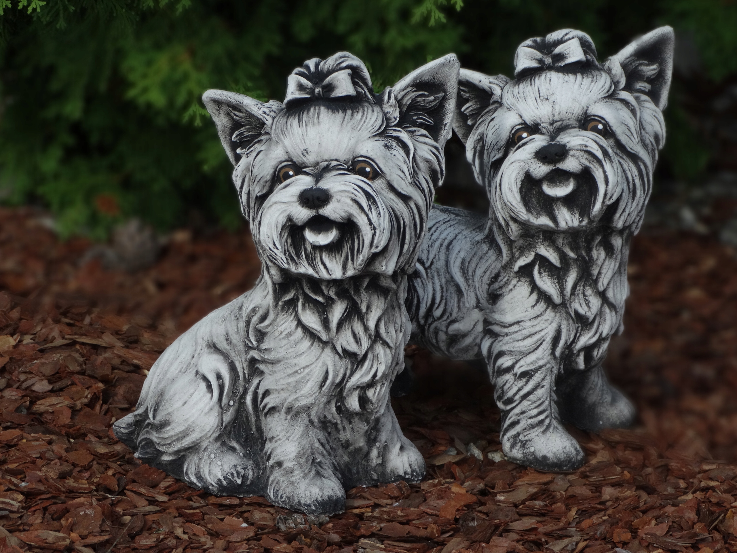 Figury betonowe Para Yorków pies York betonowy Zestaw 2 psa Typ rzeźba (figura)