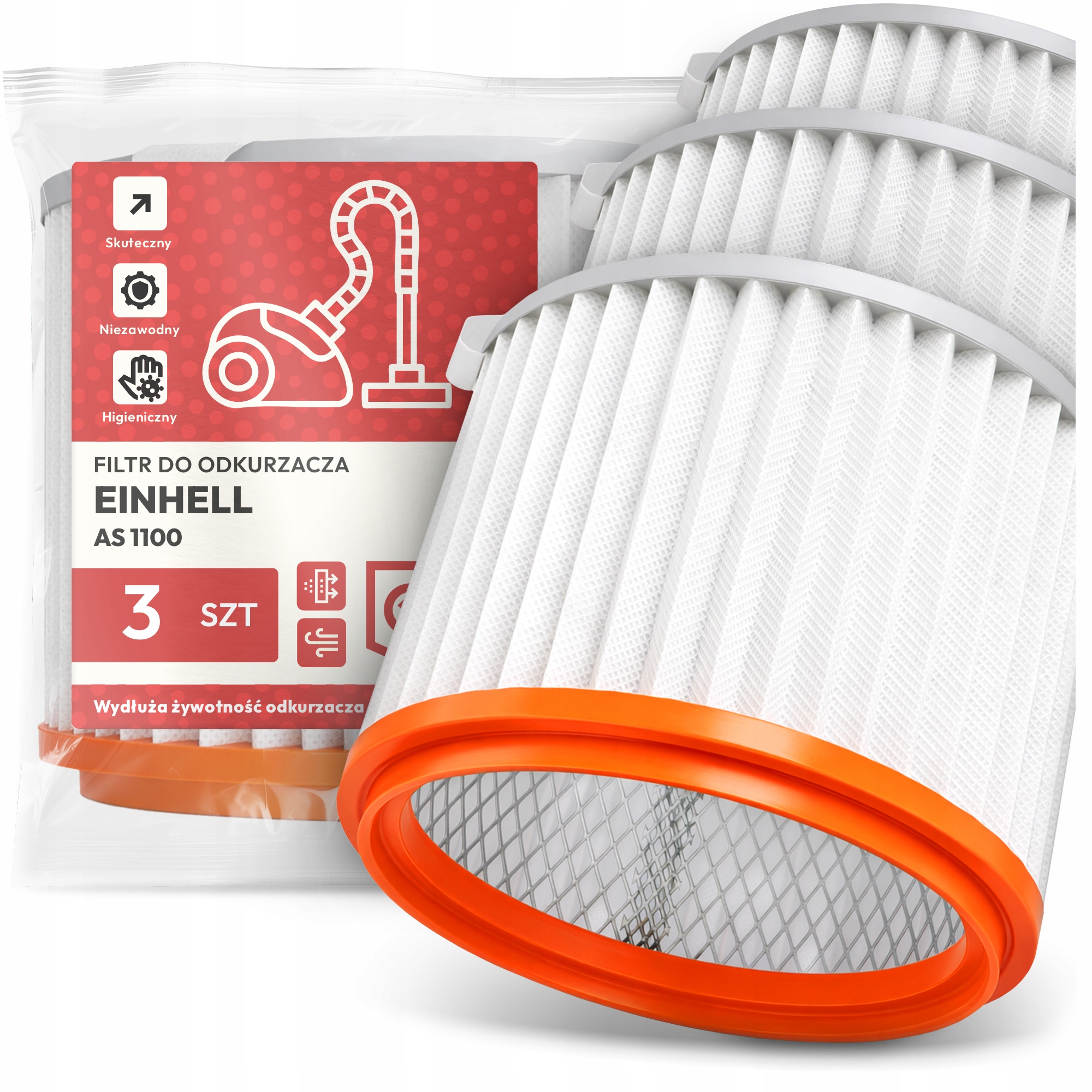 3x Vzduchový Filtr pro vysavač Einhell As 1100 Omyvatelný Filtr Em-w
