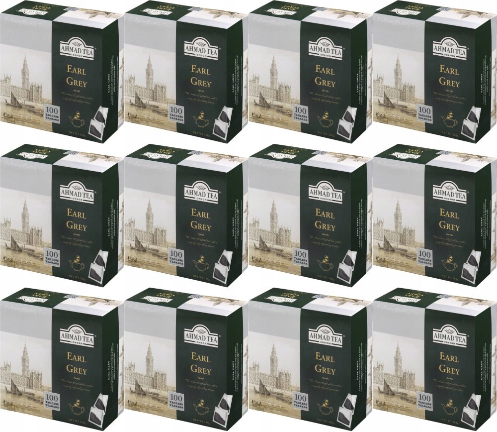 Earl Grey Ahmad Tea herbata czarna Black Tea 100 torebek Bez Zawieszki x12